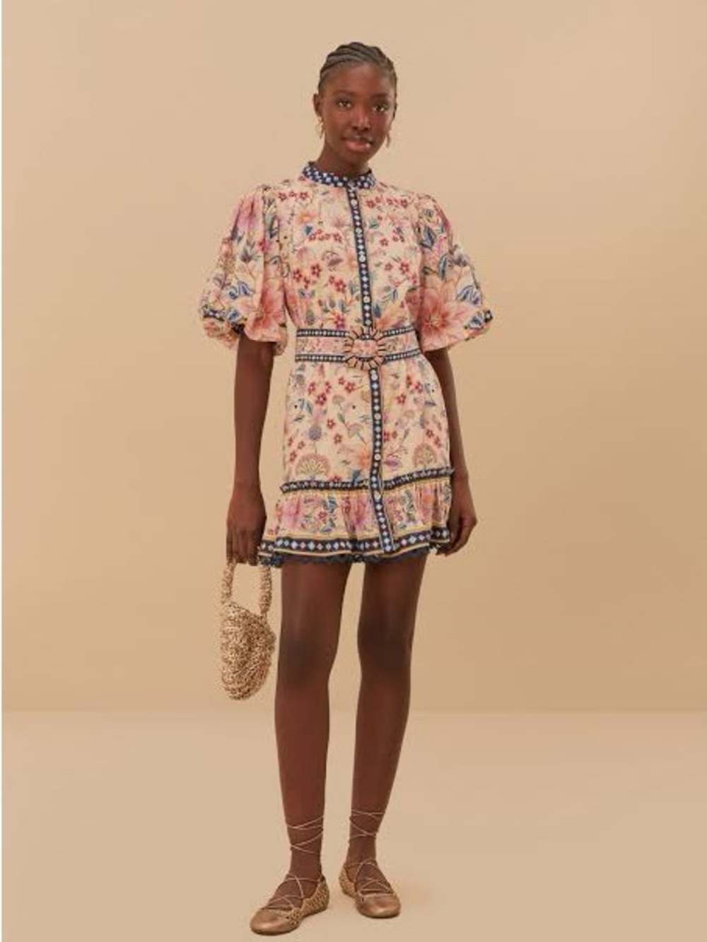 FARM Rio Floral Mini Dress in Pink & Blue Size Small NWT